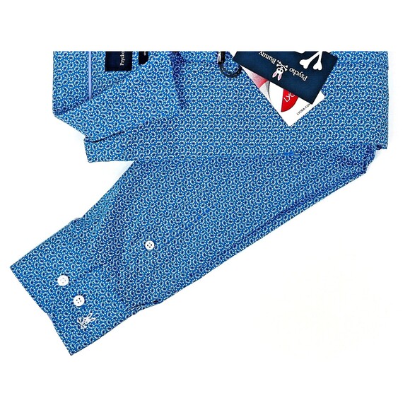 NWT Psycho Bunny Modern Fit Non-Iron Stretch Dress Shirt Floral Blue 15.5 32/33 - Picture 4 of 6